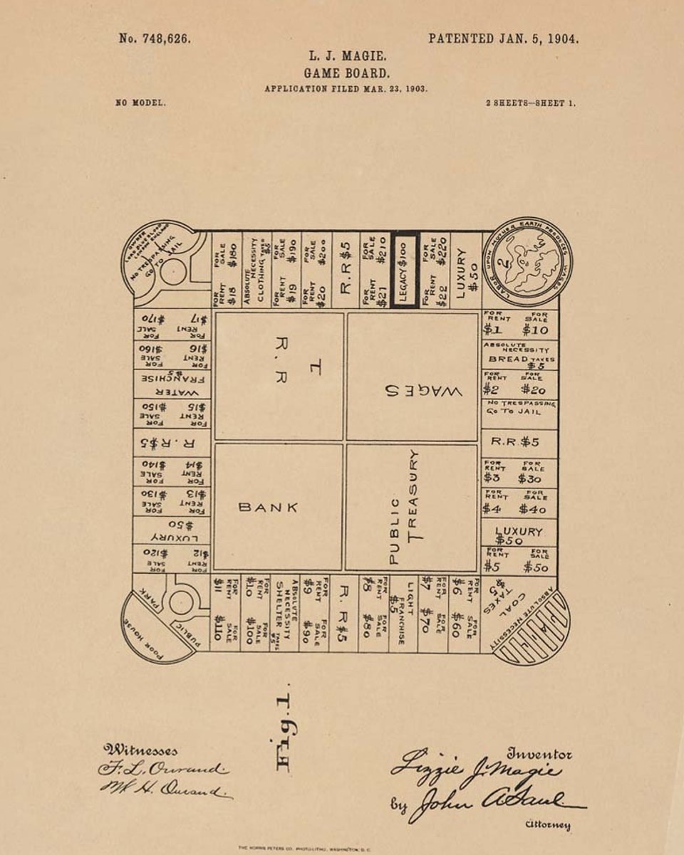 Old patent sheet for Monopoly