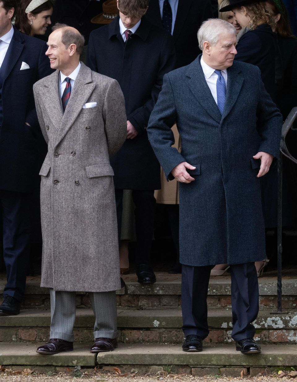 Prince Edward and Prince Andrew strolling in Sandringham, December 2023.