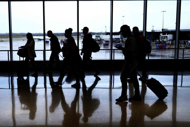 Passengers in the terminal at Baltimore-Washington International Thurgood Marshall Airport, November 21, 2023.