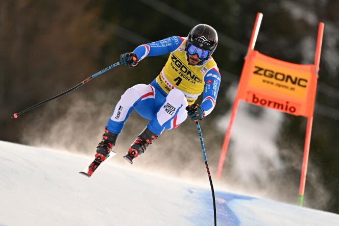Frenchman Cyprien Sarrazin won the downhill in Bormio, Italy, on December 28, 2023.