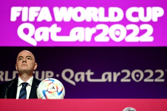 Gianni Infantino, President of FIFA, during his press conference on November 19, 2022, before the opening of the FIFA World Cup in Qatar.