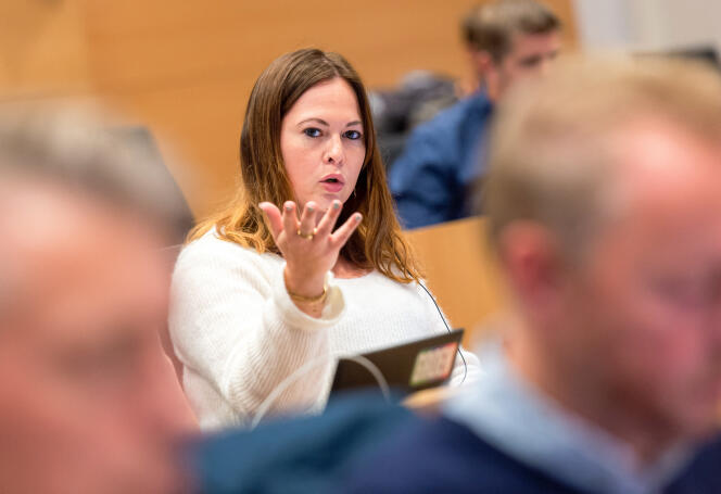 Yngvild Ingels, member of the Flemish nationalist party N-VA, during a session of the committee for internal affairs of the House of Representatives, at the Federal Parliament, in Brussels, September 21, 2022. 