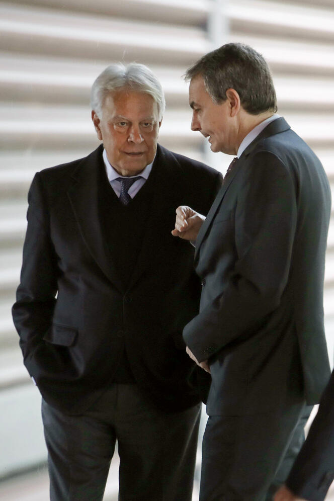 Felipe González and José Luis Rodríguez Zapatero, in Madrid, in 2017.