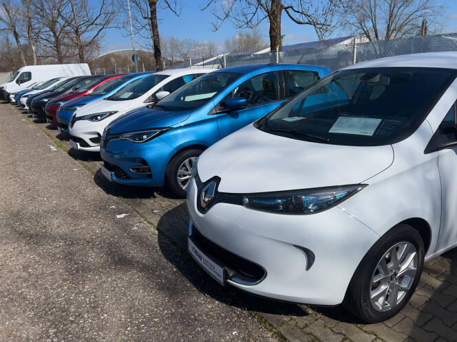 Renault Zoe cars at a car dealership in Kempten, Germany, on April 4. 