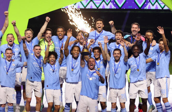 The Manchester City team victorious in the Club World Cup, in Jeddah (Saudi Arabia), December 22, 2023.