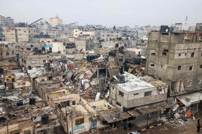 Damage from an Israeli bombardment on Rafah, in the south of the Gaza Strip, December 13, 2023.