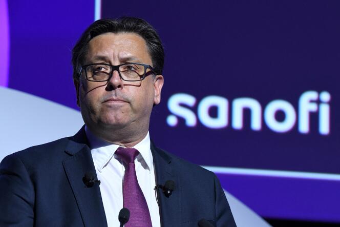The general director of the French pharmaceutical group Sanofi, Paul Hudson, during the group's general meeting, in Paris, May 3, 2022.