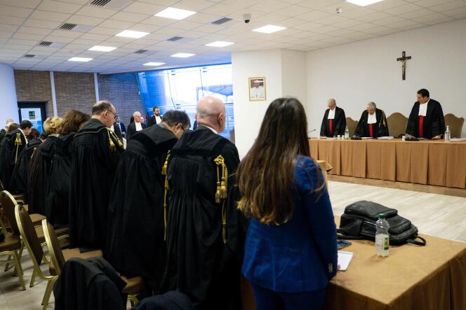 During the verdict in the trial of Cardinal Angelo Becciu and nine others, at the Vatican, December 16, 2023.