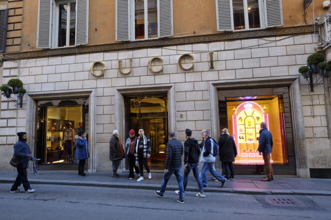 In front of a Gucci store, December 4, 2017, in Rome.