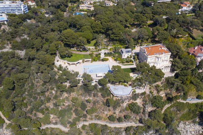 Aerial view of the villa in Roquebrune-Cap-Martin (Alpes-Maritimes), taken on April 9, 2022.