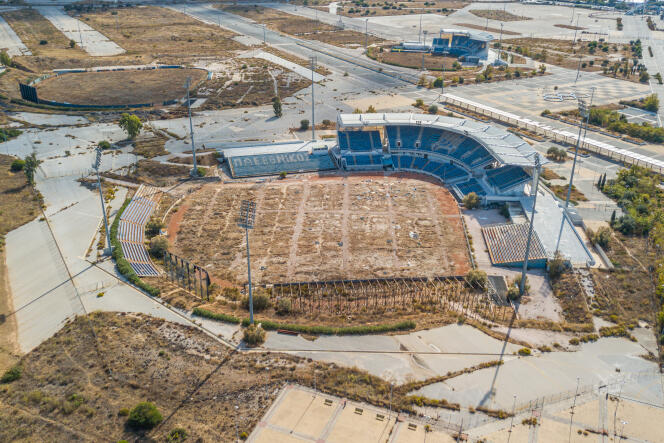 Abandoned, the former Olympic baseball stadium located on the grounds of the former Hellinikon international airport (a suburb of Athens), October 25, 2017.