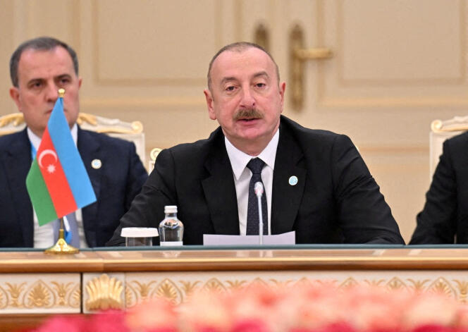 Ilham Aliev, in Kazakhstan, in November 2023.