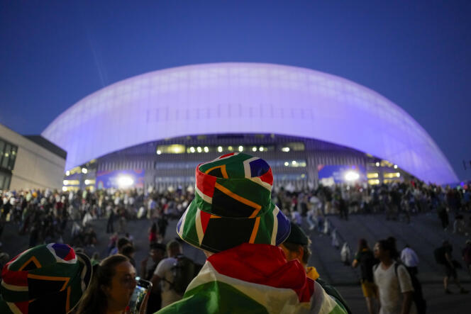 A South African fan before the Rugby World Cup match between the Springboks and Tonga, in Marseille, October 1, 2023.