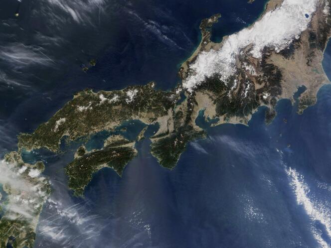 Part of Japan, seen from space, in 2005.