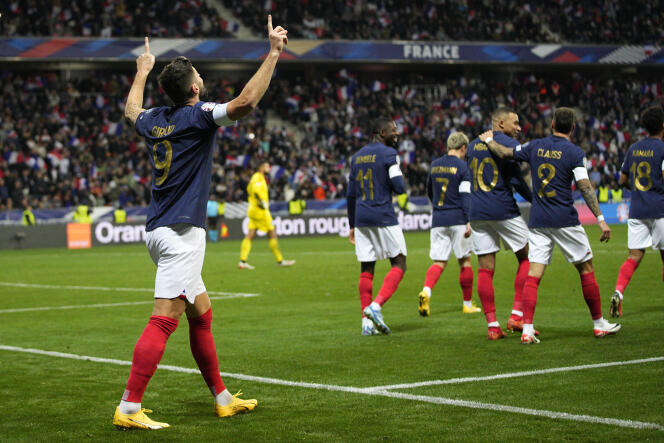 Olivier Giroud and the France team during the Euro 2024 qualifiers match against Gibraltar, in Nice, November 18, 2023.