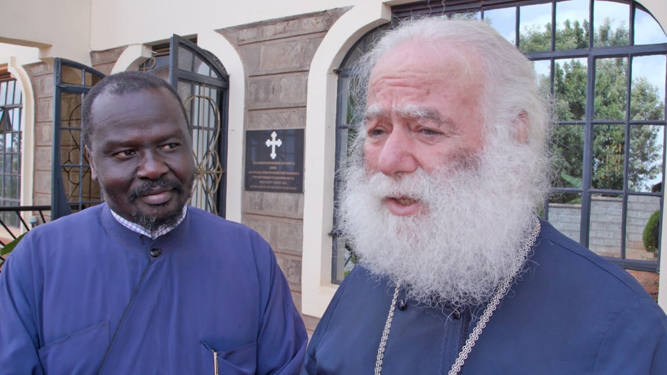 Greek Patriarch Theodoros II of Alexandria (right) is concerned about the expansion of the Russian Church.