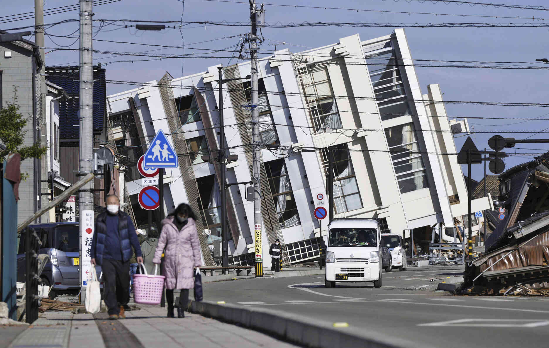 A collapsed building following the earthquake in Wajima, Ishikawa Prefecture, Japan, January 2, 2024.