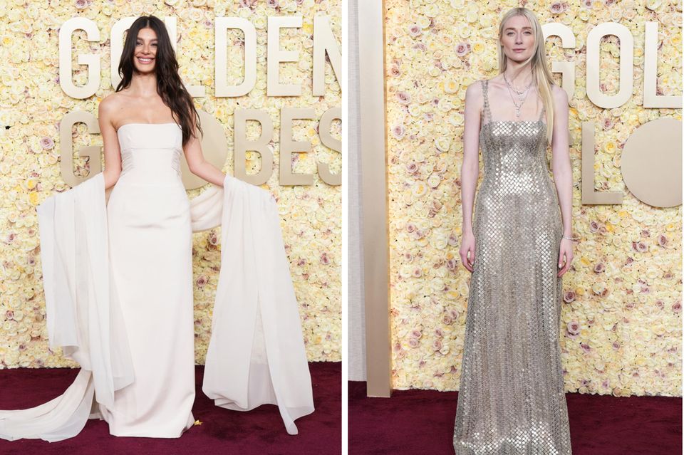 The elegant paleness is back: Camila Morrone and Elizabeth Debicki show off their natural winter complexion. 