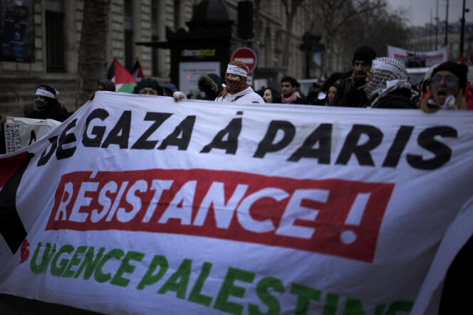 During a demonstration in support of the Palestinians in Gaza, in Paris, January 13, 2024.