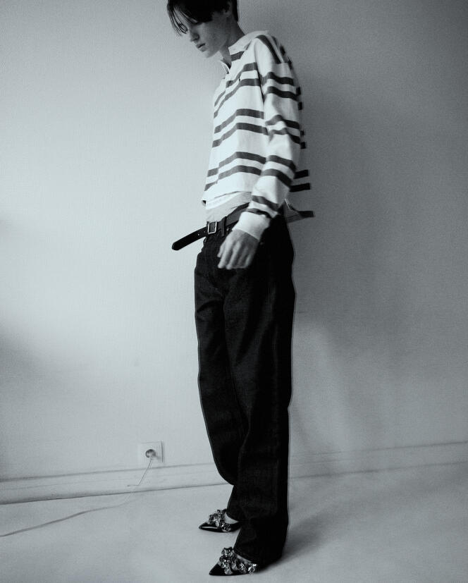 501 Rigid Stf jeans, denim, Levi's Original, €110.  Levi's Original belt.  levi.com – Polo Ralph Lauren.  ralphlauren.fr – Calvin Klein Boxers.  calvinklein.fr – Isabel Marant pumps.  isabelmarant.com
