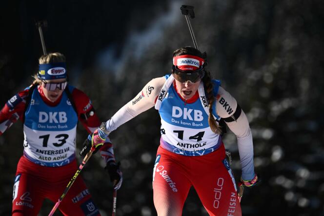 Swiss Lena Häcki-Gross, during the Biathlon World Cup stage in Antholz (Italy), January 19, 2024. 