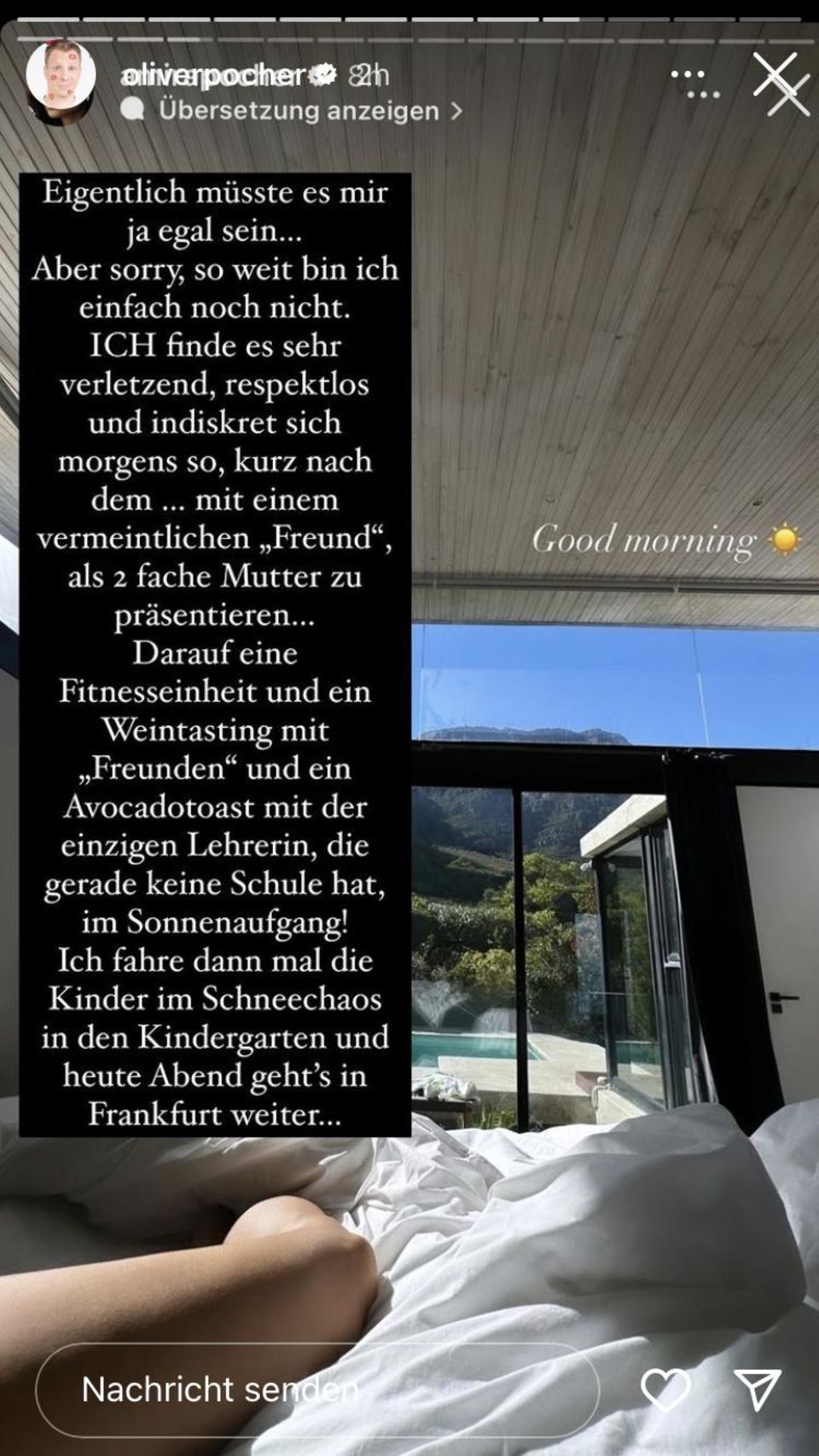 Oliver Pocher lets off steam in his Instagram story.