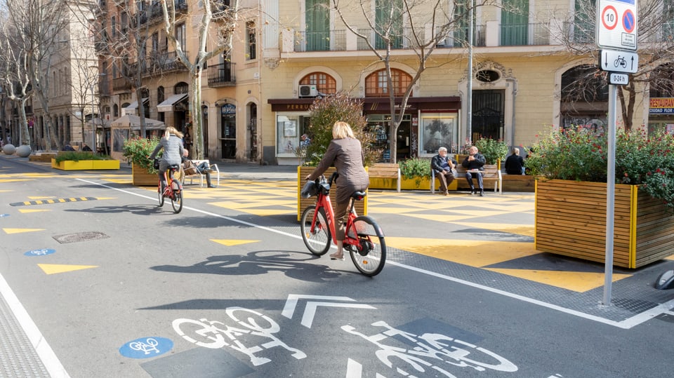 Superblock bike passage in Bascelona