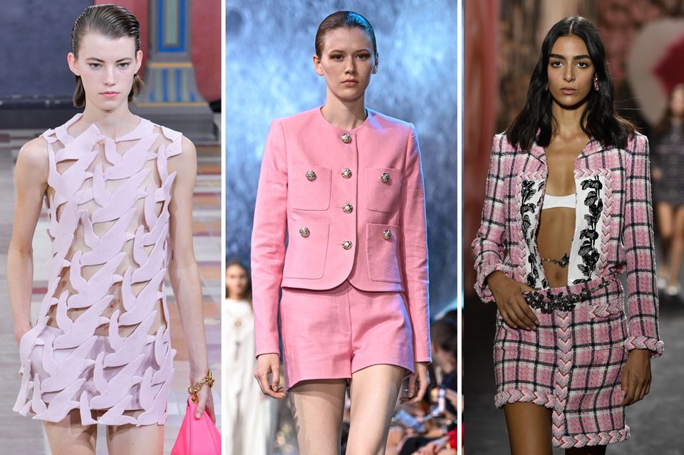 From left to right: Impressions of the spring and summer 2024 collections from Valentino, Elie Saab and Chanel.