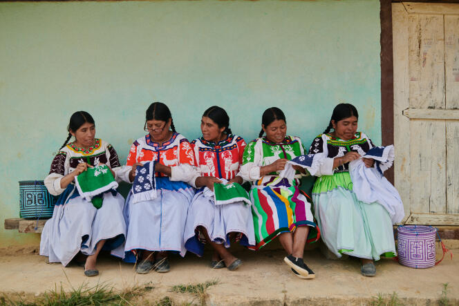 Embroiderers from the Mexican state of Oaxaca.