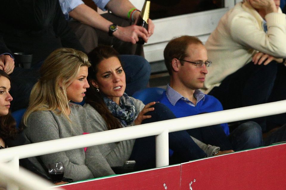 Natasha Archer, Catherine, Princess of Wales, and Prince William watch a rugby match in Sydney during their tour of Australia in April 2014.