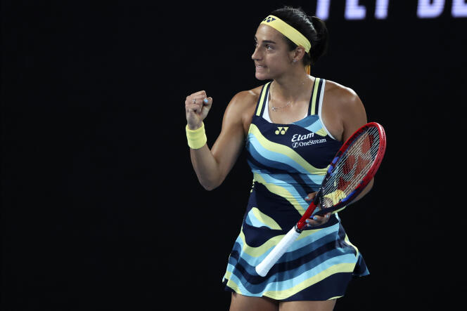 Caroline Garcia, in Melbourne (Australia), January 15, 2024, during the first round of the Australian Open against the Japanese Naomi Osaka.