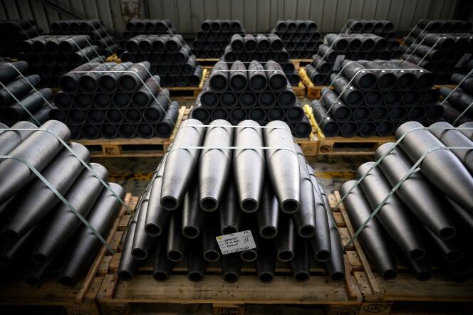 In the Forges de Tarbes workshop which produces 155 mm shells, the ammunition for the French Caesar artillery cannons used by the Ukrainian armed forces, April 4, 2023.