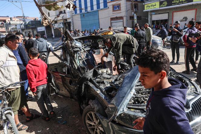 The car in which two journalists were traveling was hit by a bombing in Rafah, in the Gaza Strip, on January 7, 2024.