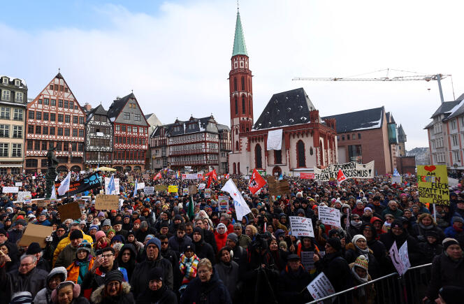 During a demonstration against the Alternative for Germany (AfD) party, right-wing extremism and for the protection of democracy in Frankfurt, Germany, January 20, 2024.