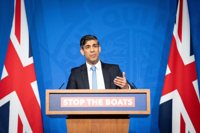 British Prime Minister Rishi Sunak during a press conference at Downing Street, London, January 18, 2024.