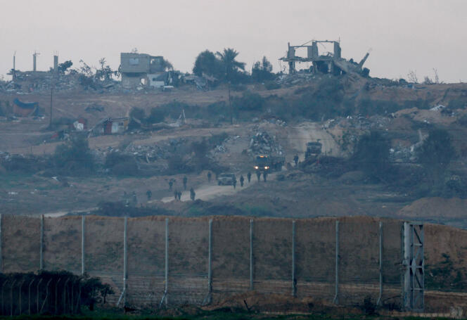Israeli army soldiers inside the Gaza Strip, near the border with Israel, January 6, 2024.