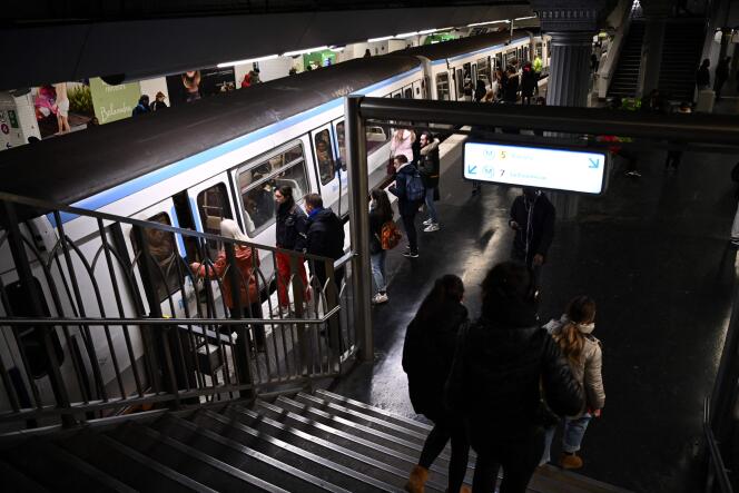 Passengers at Gare-de-l'Est metro station, March 7, 2023.