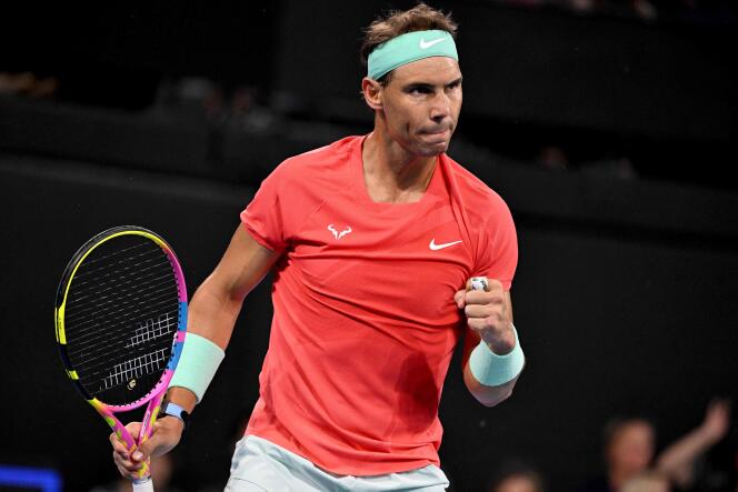Rafael Nadal during his match against Austrian Dominic Thiem, former world number 3, in the first round of the ATP 250 tournament in Brisbane (Australia), January 2, 2024. 