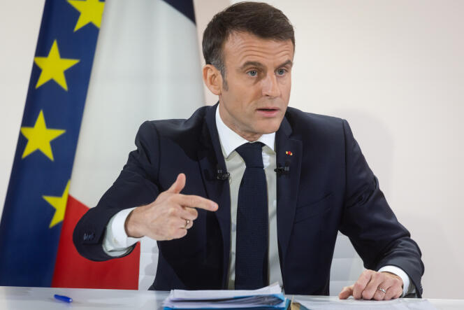 Press conference by Emmanuel Macron in Paris, January 16, 2024.