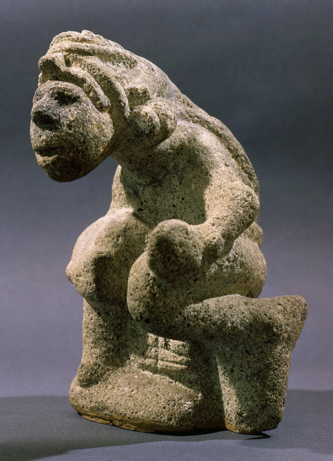 An Aztec statuette.