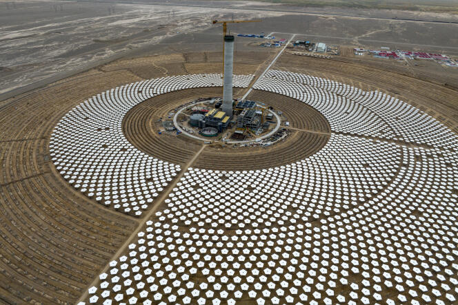 A solar power generation site under construction in Zhangye, northwest China's Gansu province, 19 September 2023.