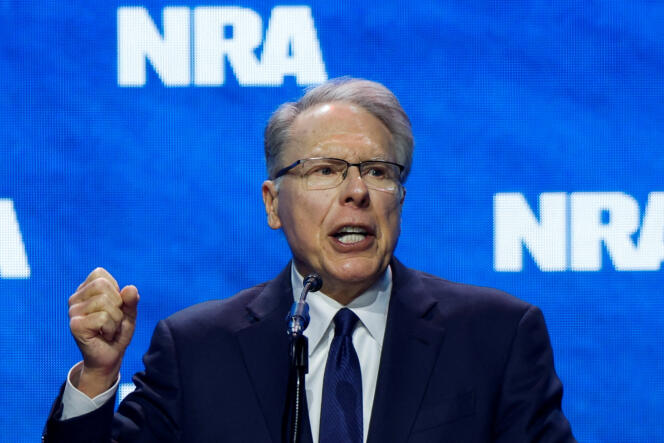 Executive Vice President and CEO of the National Rifle Association (NRA), Wayne LaPierre, during the association's annual convention, in Indianapolis, United States, April 14, 2023. 
