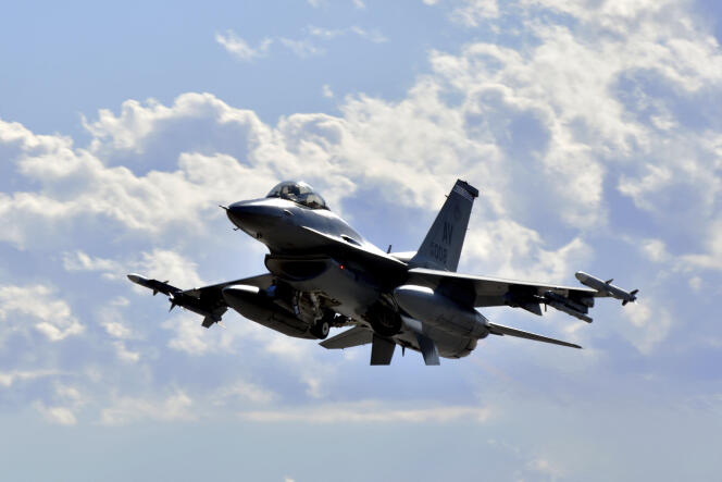 An F-16 Fighting Falcon from the 510th Fighter Squadron during an exercise at Nellis Air Force Base, Nevada, January 25, 2024.