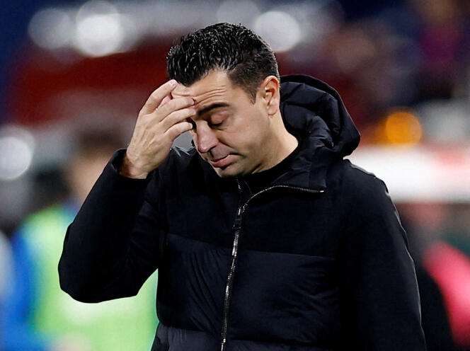 Xavi, coach of FC Barcelona, ​​during the Super Cup semi-final between his club and Osasuna, Saudi Arabia, January 11, 2024.