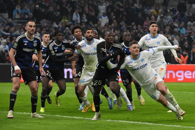 During the Ligue 1 match between Olympique de Marseille and RC Strasbourg, at the Stade-Vélodrome, January 12, 2024.