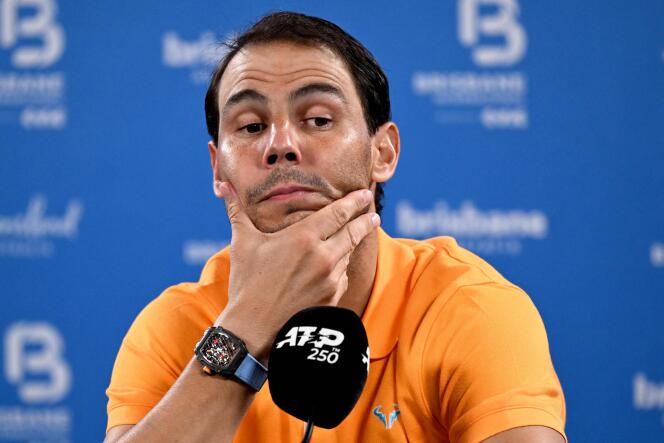Rafael Nadal, during his press conference after his defeat in the quarter-finals of the Birsbane tournament against Jordan Thompson, January 5, 2024.
