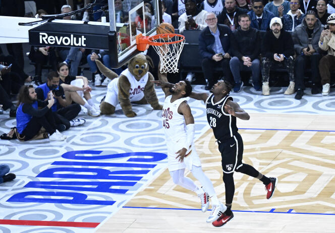 Cleveland Cavaliers fullback Donovan Mitchell (number 45) during the NBA Paris Game, January 11, 2024 in Paris.