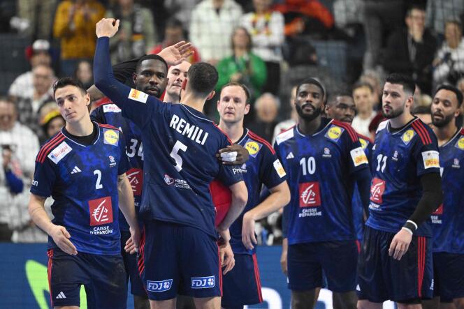 Players of the France team, during their match against Hungary, in Cologne (Germany), January 24, 2024. 