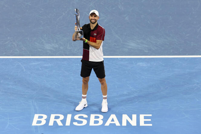 Grigor Dimitrov after his 6-3, 7-5 victory against Dane Holger Rune, Sunday January 7, 2023 in Brisbane.