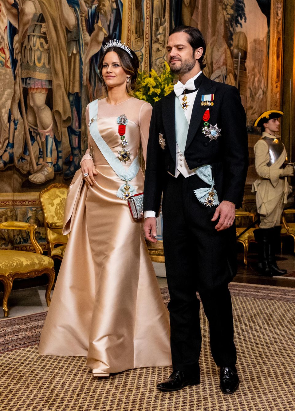 Princess Sofia and Prince Carl Philip of Sweden at the state banquet in Stockholm.